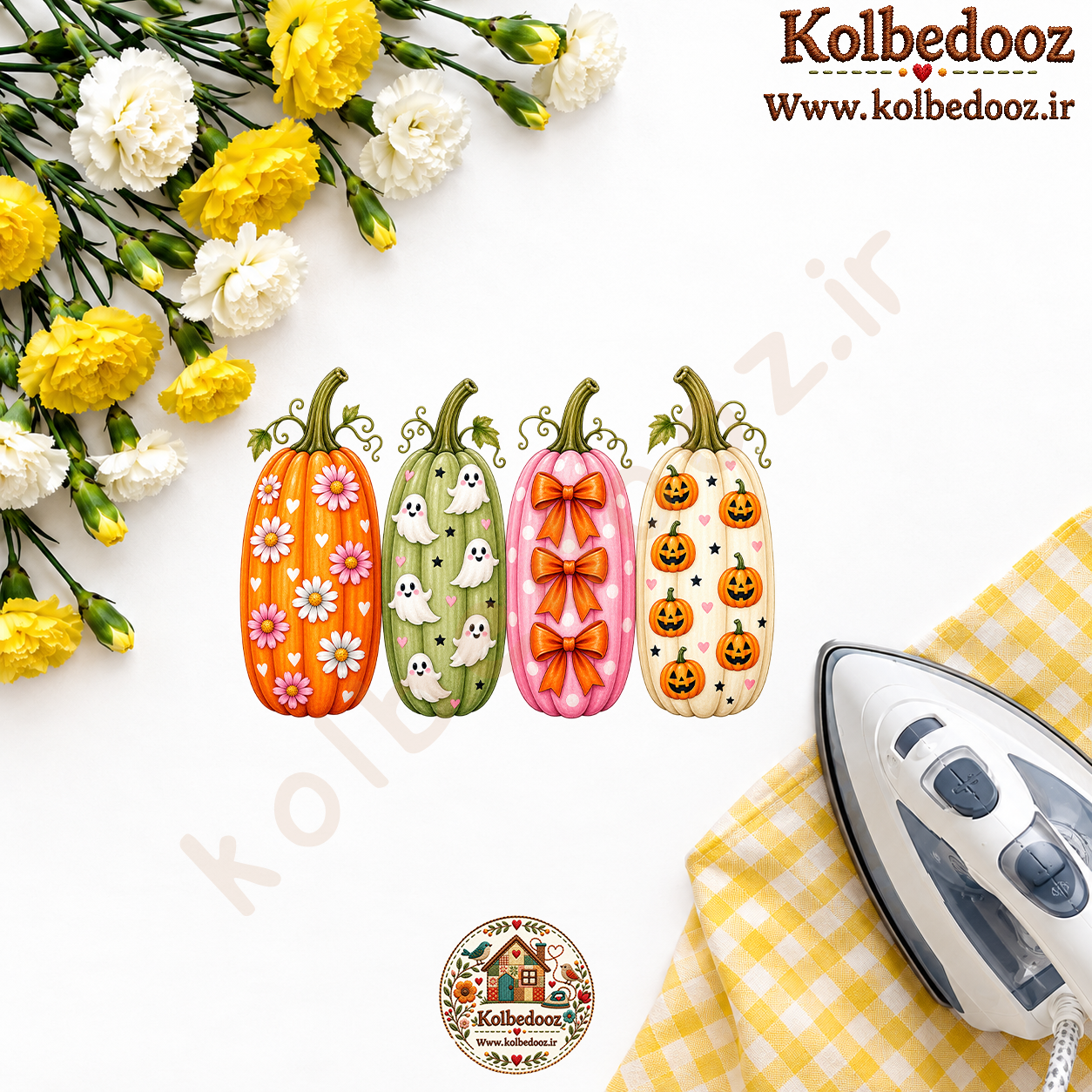 برچسب حرارتی مخصوص لباس طرح کدو پاییزی