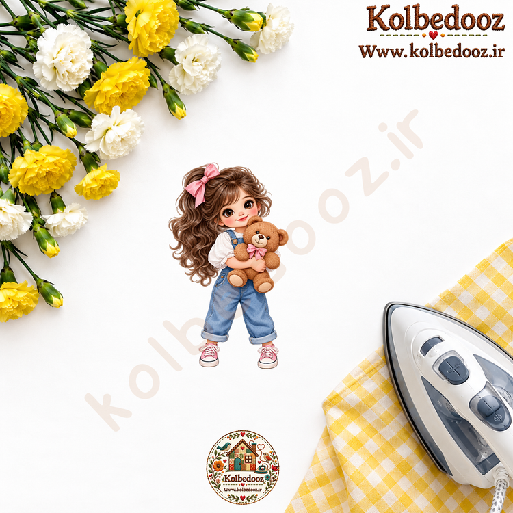 برچسب حرارتی مخصوص لباس طرح دختر عروسک به دست