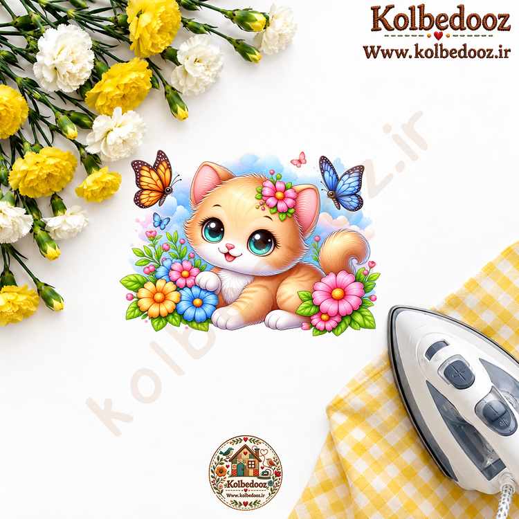 برچسب حرارتی مخصوص لباس طرح کودکانه گربه