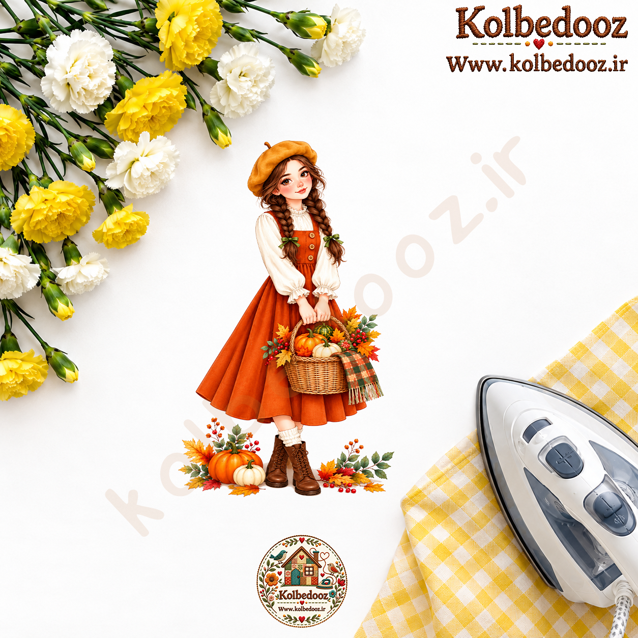 برچسب حرارتی مخصوص لباس طرح دختر پاییزی